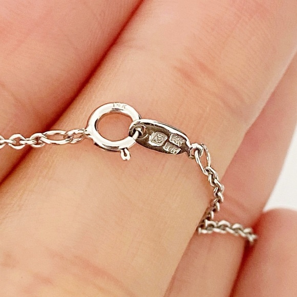 14k white gold diamond & blue topaz briolette lavalier necklace 18” - Picture 5 of 10